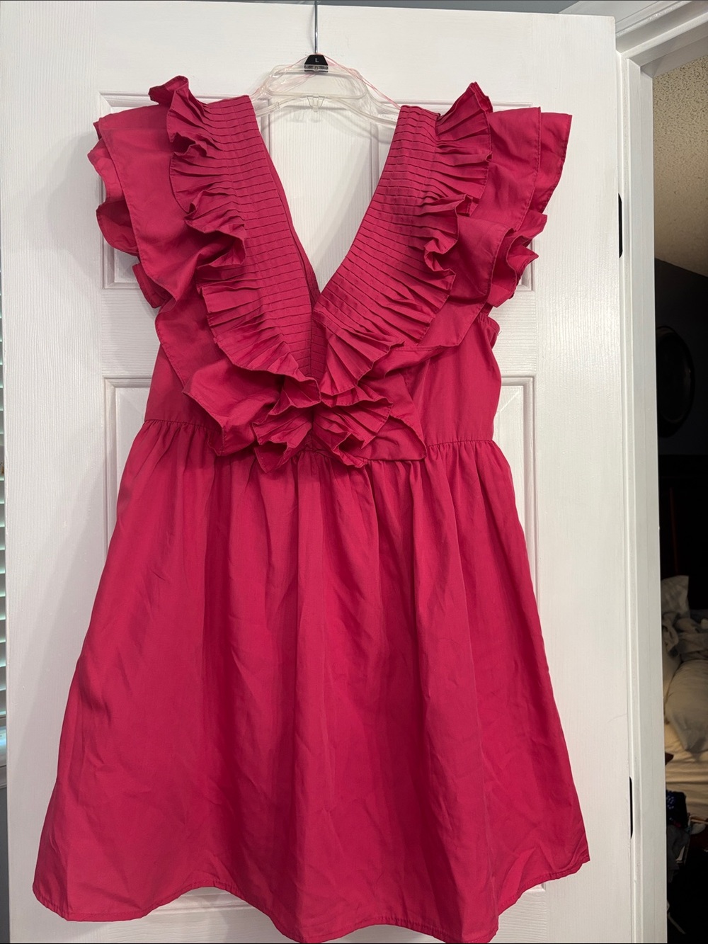 entro Hot Pink Ruffle Mini Dress